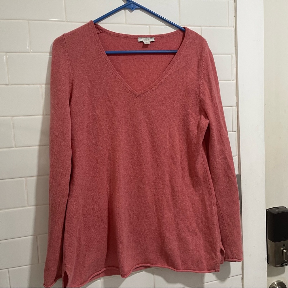 Garnet Hill 100 Cashmere Pink Pull Over Size M - GUC